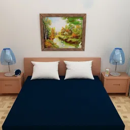 Jinaya's Navy Blue Solid Terry King Size Waterproof Mattress Protector-picture-21