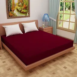 Jinaya's Maroon Solid Cotton Terry King Size Waterproof Mattress Protector-30