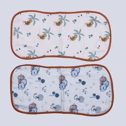 Bhaakur Kids Pack Of 2 Blue  & Brown Printed Cotton Bibs-27