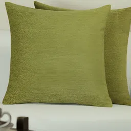 GM Green 2 Pieces Self Design Square Cushion Covers-image-32