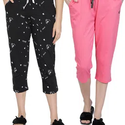 CLUB A9 Pack Of 2 Mid-Rise Pure Cotton Lounge Capri-image-35