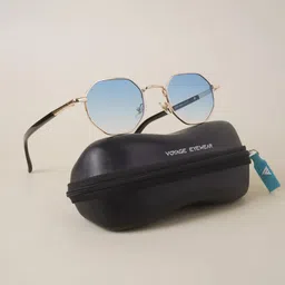 Voyage  Blue Lens & Gold-Toned Round Sunglasses with UV Protected Lens (2206MG3773)-49