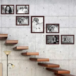 elegant arts and frames Set Of 7 Brown Wood Enginered Collage Photo Frames-picture-39