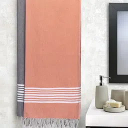 Arrabi Set Of 2 Striped Handwoven Cotton 210 GSM Bath Towel-24