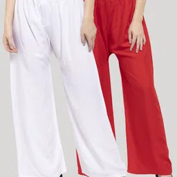 Clora Creation Women Red & White Set Of 2 Palazzos-99