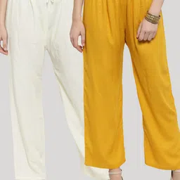 Clora Creation Women Pack of 2 Solid Rayon Straight Palazzos-image-48