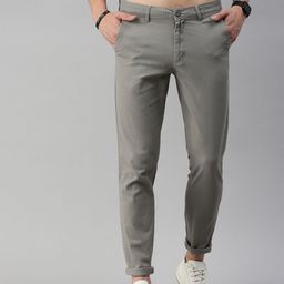 Roadster Men Grey Regular Fit Solid Regular Trousers-picture-40