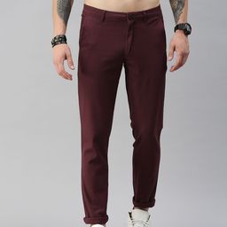 Roadster Men Maroon Self DesignTrousers-picture-41