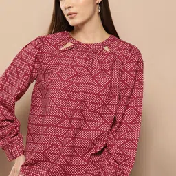 Chemistry Geometric Print Cut-Out Top-image-86