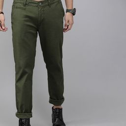 Roadster Men Olive Green Carrot Chinos-picture-55