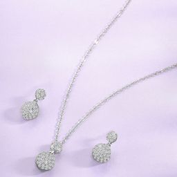 Peora Silver-Plated CZ-Studded Jewellery Set-image-42