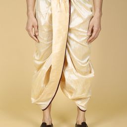 NAMASKAR Men Cream Solid Dhoti Pants-image-10