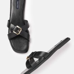 Nautica Women Open Toe Flats With Buckle Detail-12