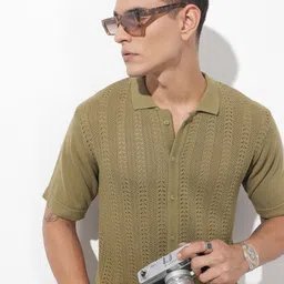 The Roadster Lifestyle Co. Men Self Design Polo Collar T-shirt-picture-38