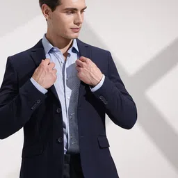 INVICTUS Slim Fit Notched Lapel Collar Textured Single Breasted Smart Casual Blazer-29