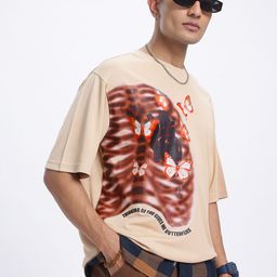 glitchez Graphic Glee Printed Drop-Shoulder Sleeves T-shirt-image-13