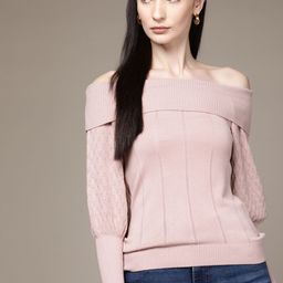 bebe Women Season Staples Dusty Pink Off-shoulder Sweater-image-17