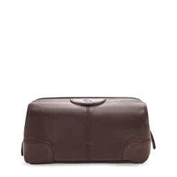 Kara Unisex Tan Brown Genuine Leather Travel Toiletry Kit-2