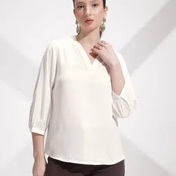 her by invictus Solid V-Neck Top-image-79