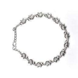 Priyaasi Set Of 2 Silver-Plated Elephant Motif Design Handcrafted Anklets image 4