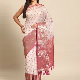 Silk Land Polka Dot Zari Kanjeevaram Saree-picture-49