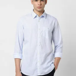 Van Heusen White Cotton Slim Fit Printed Shirt-picture-41