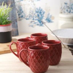 VarEesha Hand Crafted Studio Pottery Maroon Tea Cups (200 ml) - Set of 4-image-7