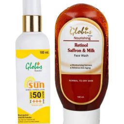 Globus Remedies Sunscreen Fairness Lotion SPF 50+++ & Retinol Saffron Milk Face Wash Combo-52