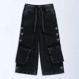 HOP by Westside Charcoal Cargo-Style Wide-Leg Mid-Rise Jeans-picture-11