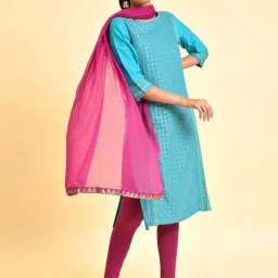 W Pink Woven Pattern Dupatta image 2