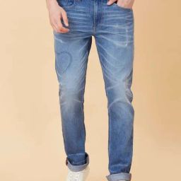 Being Human Medium Blue Slim Fit Heavily Washed Distressed Jeans-picture-39