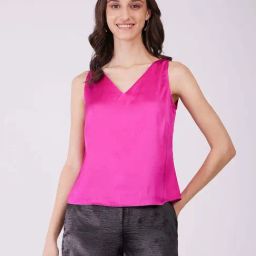 FableStreet Pink Polyester Plain Top-image-33