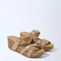 LUNA BLU by Westside Beige Multi-Strap Wedge Sandals-picture-11