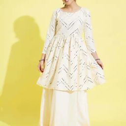 VASTRAMAY Kids Cream Embroidery Lehenga Cholis-image-44