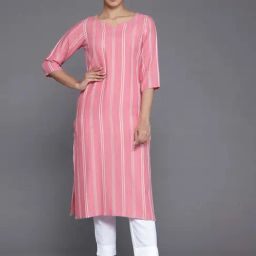 Libas Pink Woven Pattern Straight Kurta-image-84