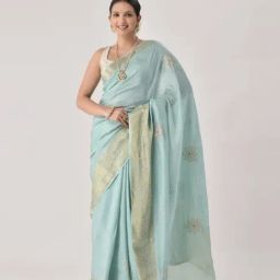 Sutra Attire Powder Blue Ranisa Edit Hand Embellished Pittan Work Silk Saree-picture-25