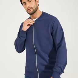 Styli Navy Blue Relaxed Fit Bomber Jacket-35