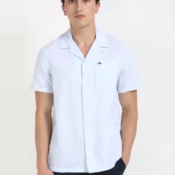 TOMMY HILFIGER Blue Cotton Regular fit Solid Shirt-image-103