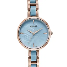 Sonata Women Embellished Dial & Stainless Steel Bracelet Style Straps Analogue Watch 87064KD04-image-84