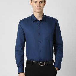 Peter England Navy Regular Fit Solid Formal Shirt-image-65