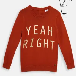 Elle Kids Brown Cotton Printed Pullover-image-23
