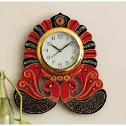 eCraftIndia Handcrafted Papier-Mache 2 Peacocks Decorative Wall Clock-picture-38