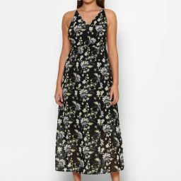 Forever 21 Black Floral Print Regular Fit A Line Dress-image-120