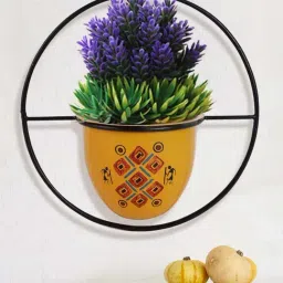 Aapno Rajasthan Yellow & Orange Metal Planter - Set of 1-40