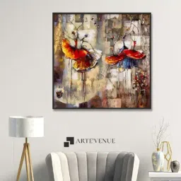 ARTE'VENUE Dancers in Orange Dress Multicolor Canvas Wall Art - Set of 1 (11 X 11 inch)-picture-33