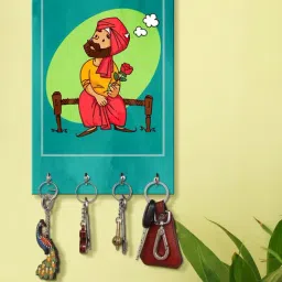999Store Blue & Green MDF Decorative Wall Mount Key Holder - Set of 1-picture-24