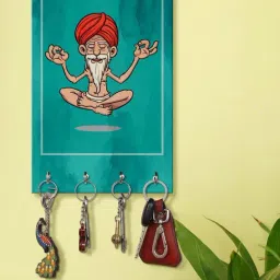 999Store Blue & Beige MDF Decorative Wall Mount Key Holder - Set of 1-image-96