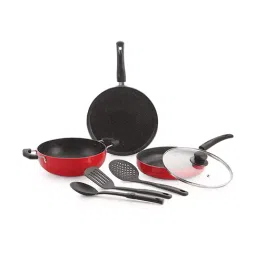 Nirlon Non-Stick Red Aluminium Kitchen Accessories for Cooking Rubey Cookware - Set of 7 Piece-12