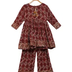 Ahalyaa Kids Maroon Printed Kurta & Palazzos-image-46