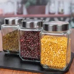 White Gold Transparent & Silver Glass 9 cm Jar - Set of 3-28